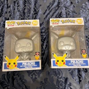 2  10” Metallic Pikachu Funko Pops